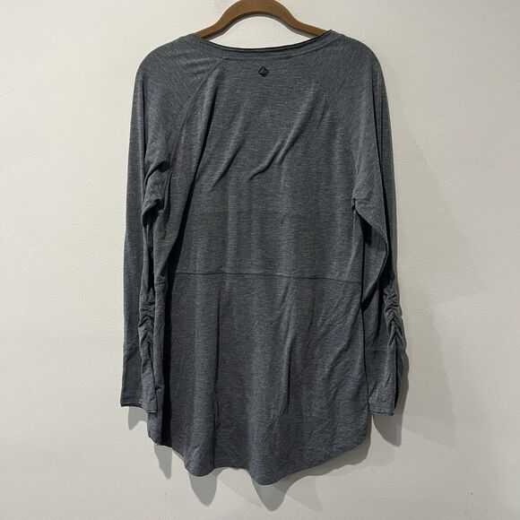 Prana Long Sleeve Shirt Women’s Large Gray Tunic Ruched Viscose Athleisure - Picture 2 of 9